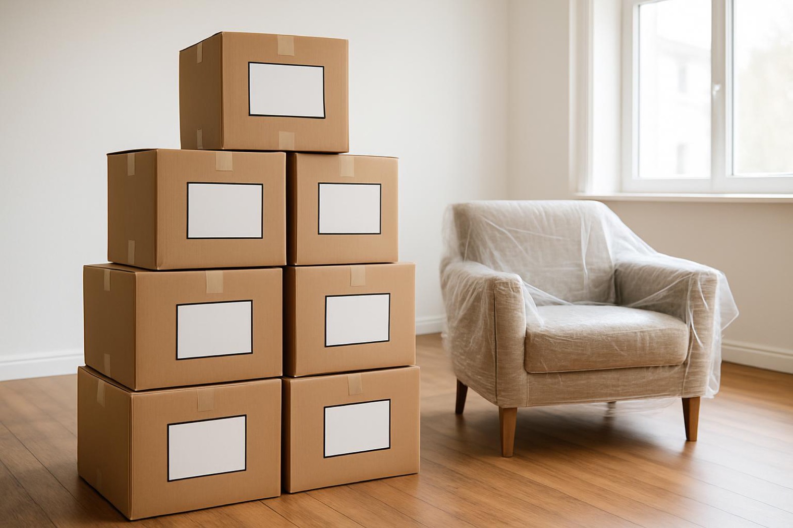 Family Movers Pro - moving truck and wrapped furniture in Anderson